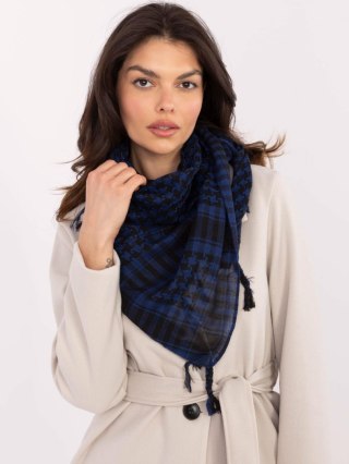 Chusta Arafatka Damska Granatowo-Czarna w Kratę z Frędzlami – Stylowy Wieszak
