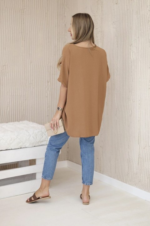 Bluzka oversize z wisiorkiem camelowa Bluzka oversize z wisiorkiem camelowa