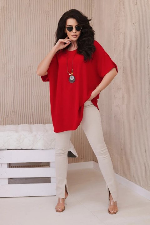 Bluzka oversize z wisiorkiem czerwona Bluzka oversize z wisiorkiem czerwona