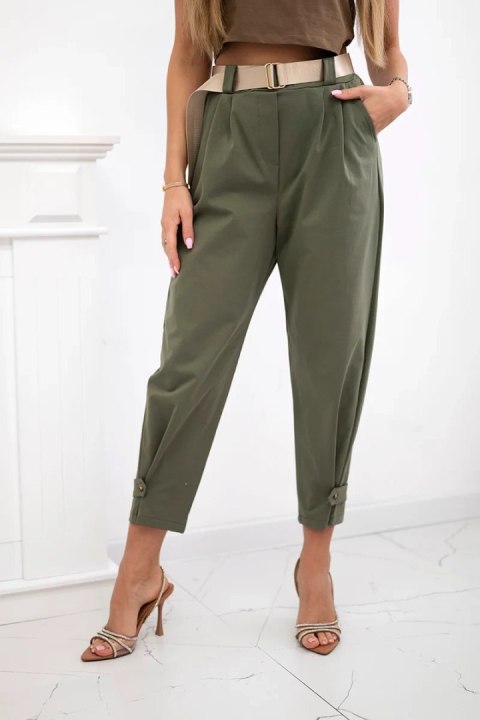 Spodnie Summer Punto z zapięciem na nogawkach khaki Spodnie Summer Punto z zapięciem na nogawkach khaki