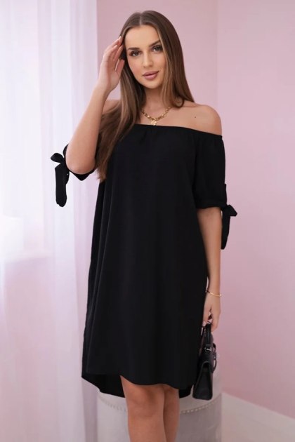 Sukienka wiązana na rękawach czarna, oversize, letnia