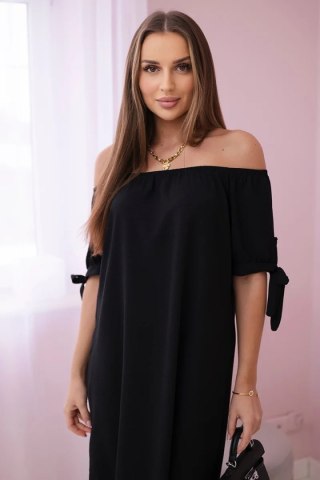 Sukienka wiązana na rękawach czarna, oversize, letnia