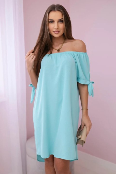 Sukienka wiązana na rękawach jasno miętowa, oversize, letnia Sukienka wiązana na rękawach jasno miętowa, oversize, letnia