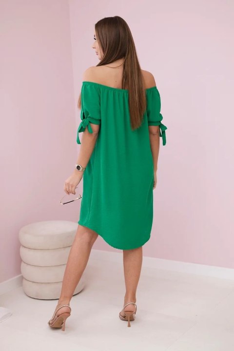 Sukienka wiązana na rękawach zielona, oversize, letnia