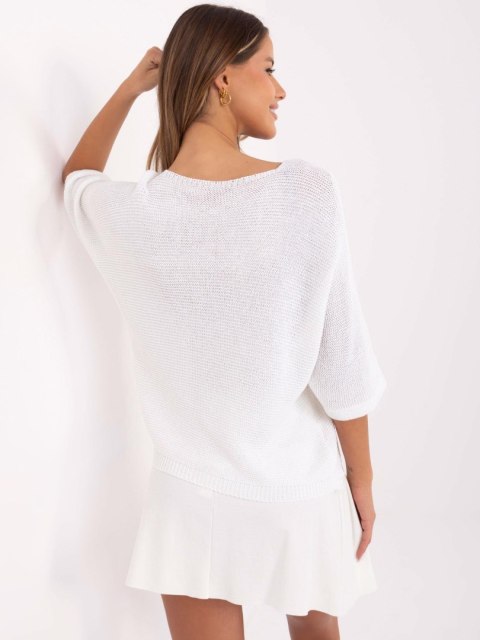 Sweter oversize, ecru z misiem California, z krótkim rękawem Sweter oversize, ecru z misiem California, z krótkim rękawem