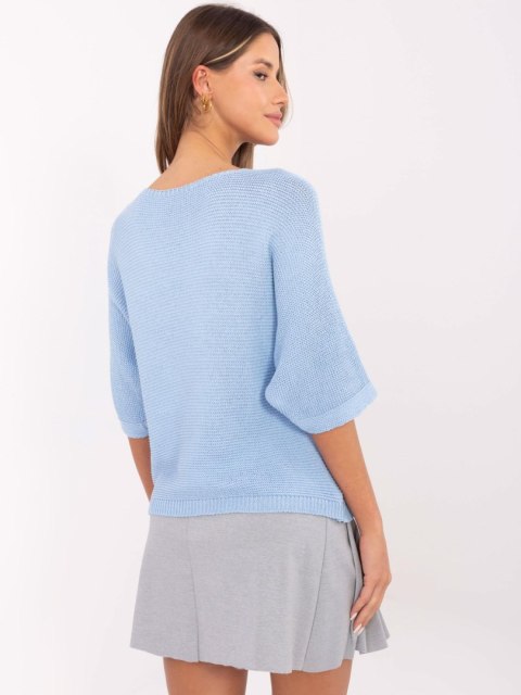 Sweter oversize, niebieski z misiem California, z krótkim rękawem Sweter oversize, niebieski z misiem California, z krótkim rękawem
