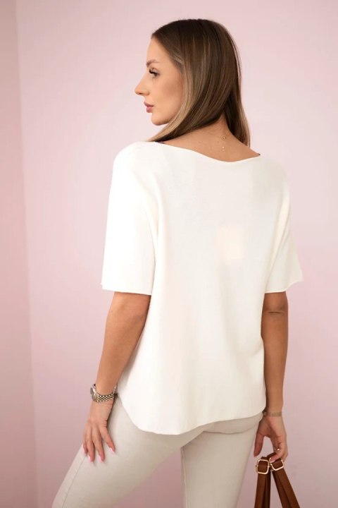 Bluzka sweterkowa z serduszkami ecru, modny design Bluzka sweterkowa z serduszkami ecru, modny design