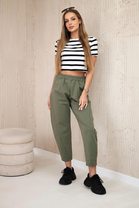 Spodnie z kieszeniami Summer Punto khaki, materiałowe Spodnie z kieszeniami Summer Punto khaki, materiałowe