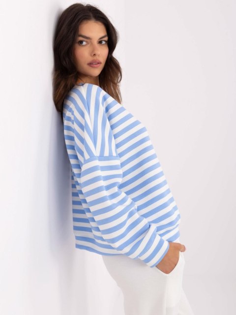 Bluzka oversize w paski biało-niebieska z długim rękawem Bluzka oversize w paski biało-niebieska z długim rękawem