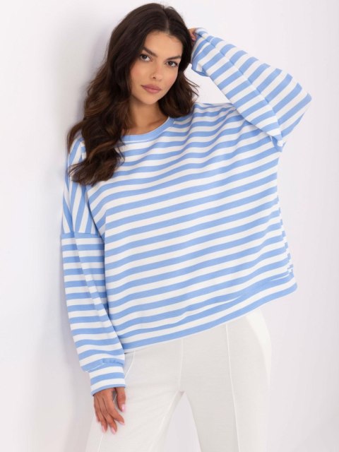 Bluzka oversize w paski biało-niebieska z długim rękawem Bluzka oversize w paski biało-niebieska z długim rękawem