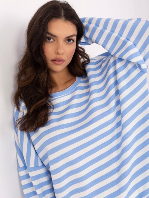 Bluzka oversize w paski biało-niebieska z długim rękawem Bluzka oversize w paski biało-niebieska z długim rękawem