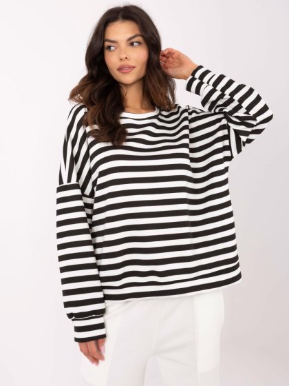 Bluzka oversize w paski biało-czarna z długim rękawem