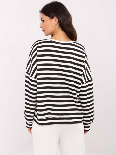 Bluzka oversize w paski biało-czarna z długim rękawem