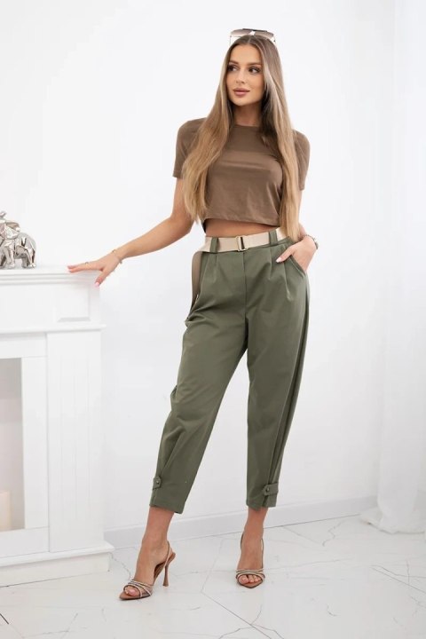Spodnie Summer Punto z zapięciem na nogawkach khaki Spodnie Summer Punto z zapięciem na nogawkach khaki