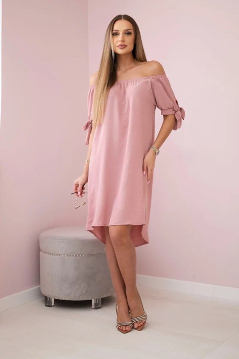 Sukienka wiązana na rękawach ciemny pudrowy róż, oversize, letnia Sukienka wiązana na rękawach ciemny pudrowy róż, oversize, letnia