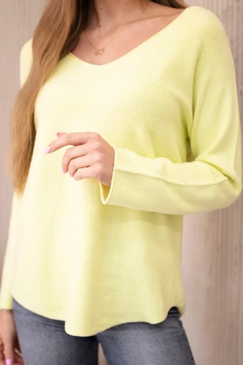 Sweter z dekoltem V żółty Sweter z dekoltem V żółty