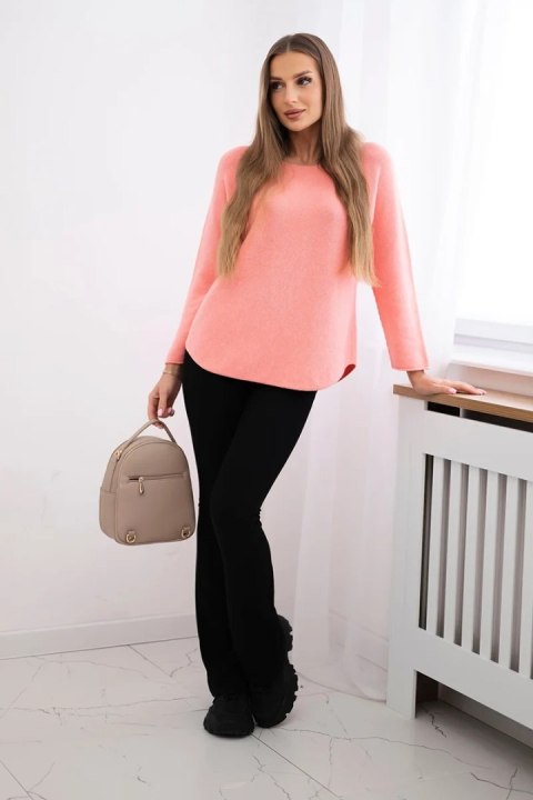 Sweter z okrągłym dekoltem morelowy Sweter z okrągłym dekoltem morelowy