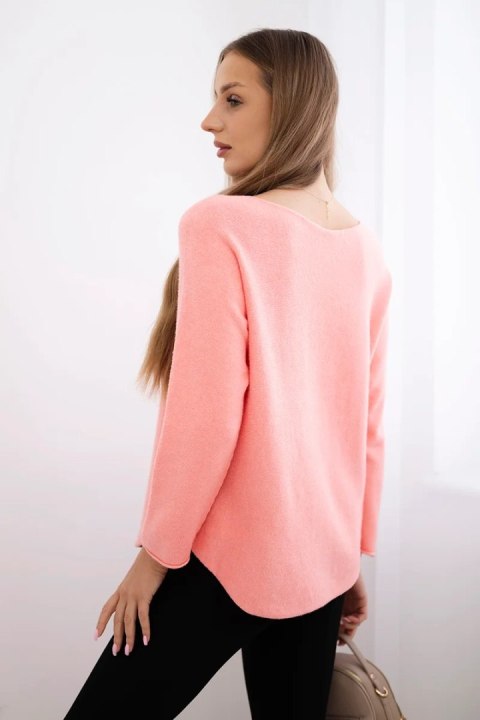 Sweter z okrągłym dekoltem morelowy Sweter z okrągłym dekoltem morelowy