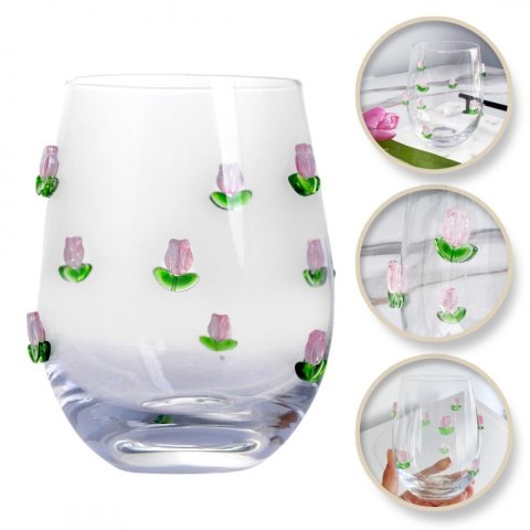 Szklanka termiczna z wypukłymi tulipanami 500 ml
