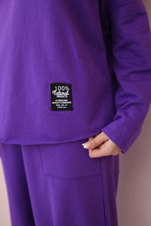 Komplet bawełniany bluza i spodnie fioletowy, oversize