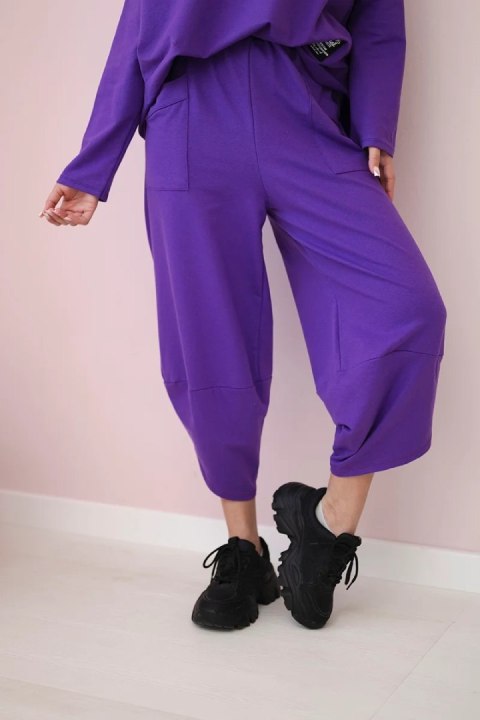 Komplet bawełniany bluza i spodnie fioletowy, oversize