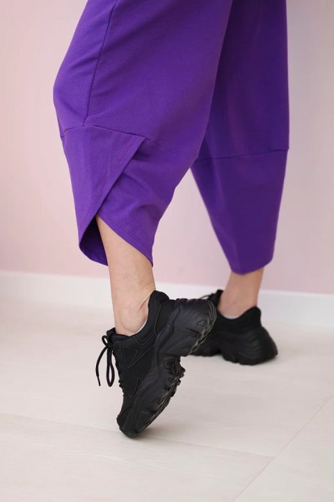 Komplet bawełniany bluza i spodnie fioletowy, oversize