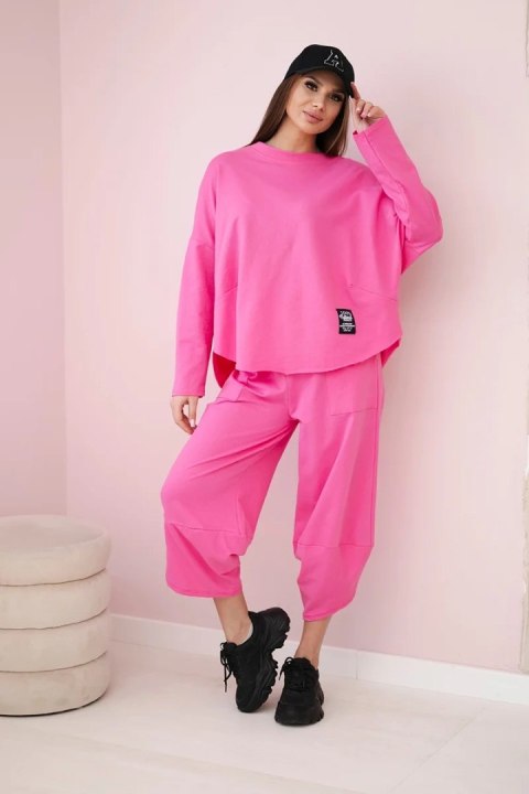 Komplet bawełniany bluza i spodnie różowy, oversize Komplet bawełniany bluza i spodnie różowy, oversize
