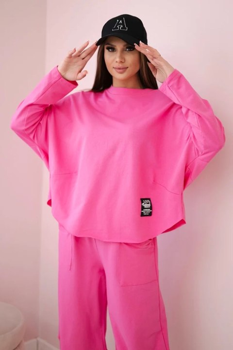 Komplet bawełniany bluza i spodnie różowy, oversize Komplet bawełniany bluza i spodnie różowy, oversize