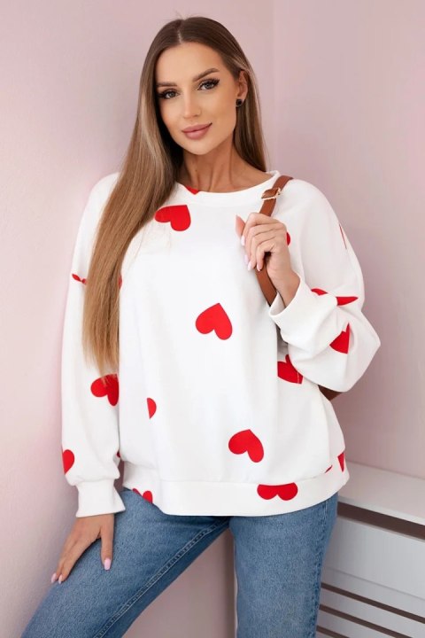 Bluza masełko z nadrukiem serc czerwona Bluza masełko z nadrukiem serc czerwona