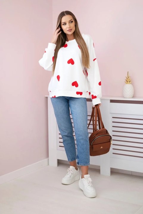 Bluza masełko z nadrukiem serc czerwona Bluza masełko z nadrukiem serc czerwona