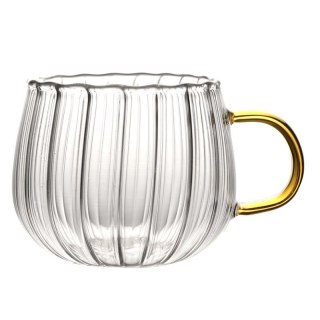 Szklanka ryflowana 350 ml ze złotym uchem – elegancja i styl SZK84