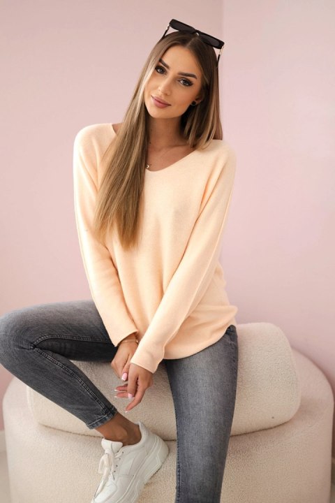 Sweter z dekoltem V morelowa Sweter z dekoltem V morelowa
