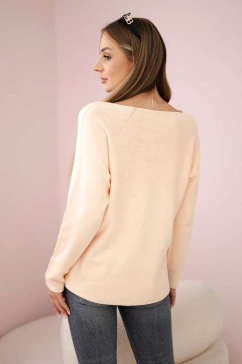 Sweter z dekoltem V morelowa Sweter z dekoltem V morelowa
