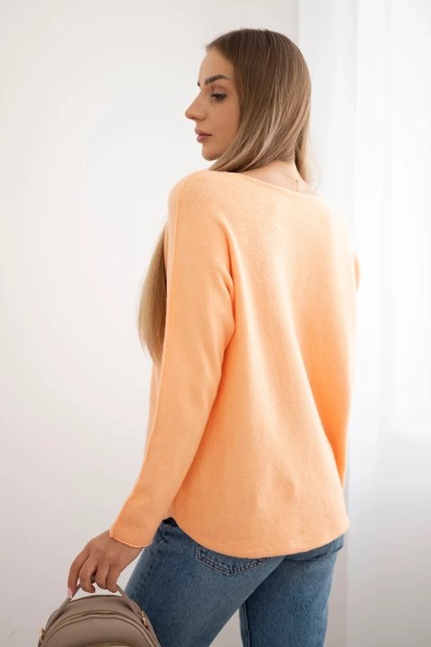 Sweter z okrągłym dekoltem jasny morelowy Sweter z okrągłym dekoltem jasny morelowy