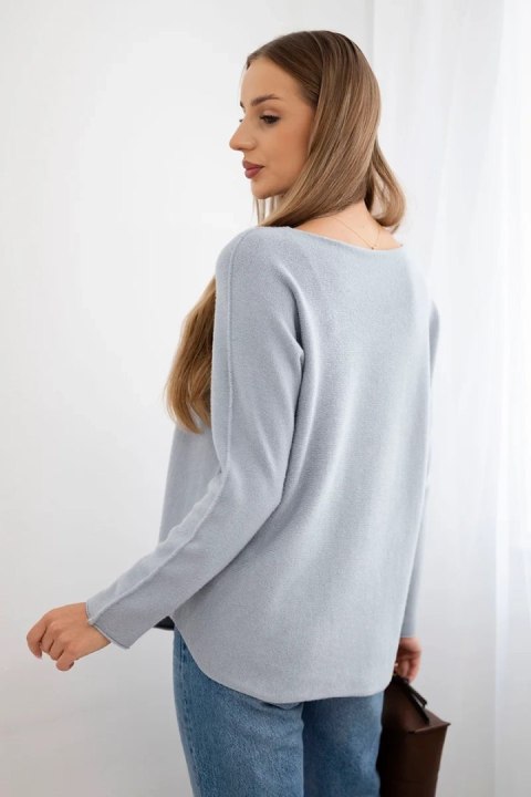 Sweter z okrągłym dekoltem szary Sweter z okrągłym dekoltem szary