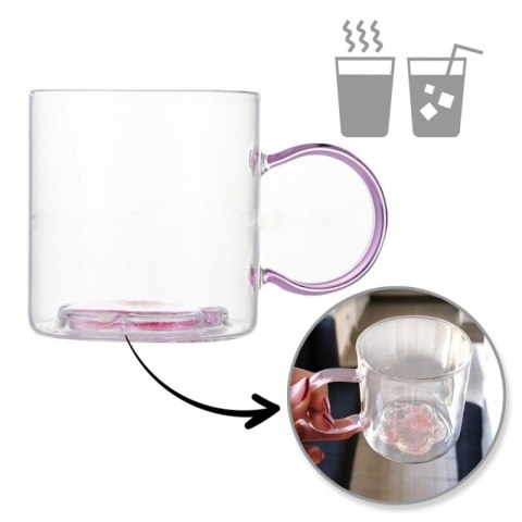 Szklanka termiczna 250 ml z brokatowym kwiatkiem w dnie Szklanka termiczna 250 ml z brokatowym kwiatkiem w dnie