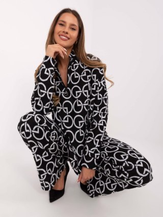 Komplet dwuczęściowy damski czarny, spodnie z wiązaniem L/XL