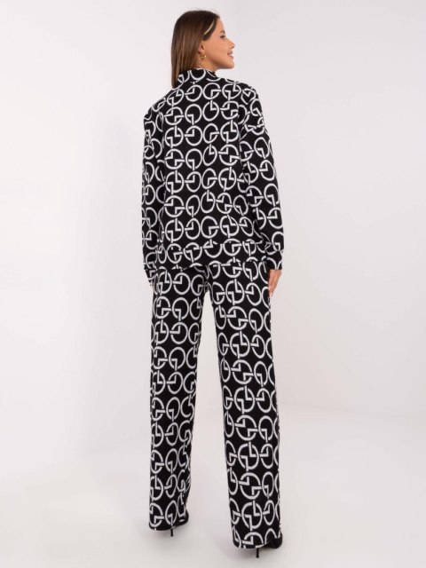 Komplet dwuczęściowy damski czarny, spodnie z wiązaniem L/XL Komplet dwuczęściowy damski czarny, spodnie z wiązaniem L/XL