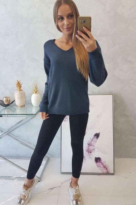 Sweter z dekoltem V jeansowy Sweter z dekoltem V jeansowy