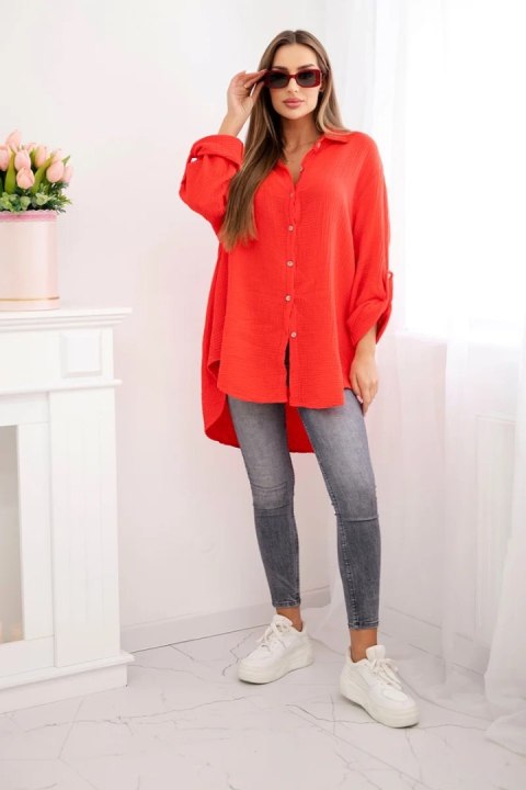 Koszula bawełniana muślinowa Plus Size czerwona Koszula bawełniana muślinowa Plus Size czerwona