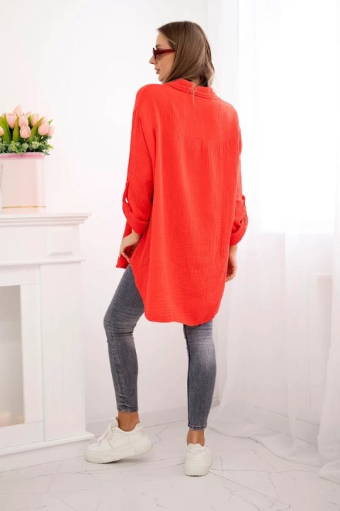 Koszula bawełniana muślinowa Plus Size czerwona Koszula bawełniana muślinowa Plus Size czerwona
