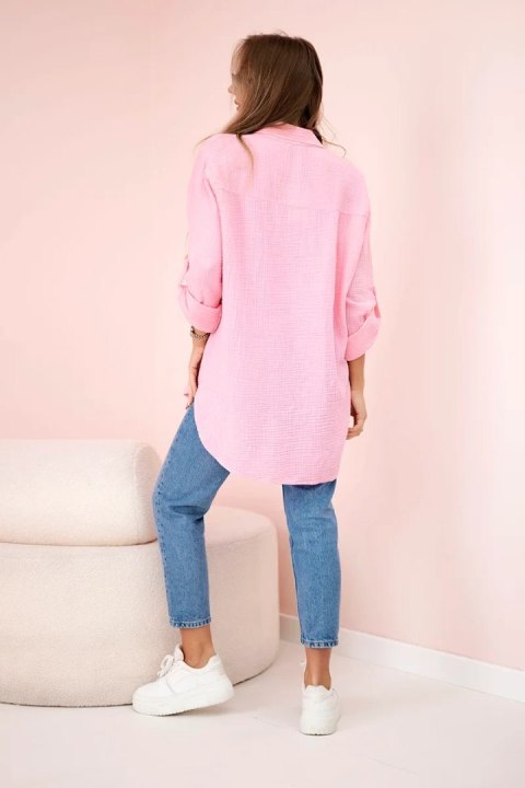 Koszula oversize w cukierkowym różu na lato, 100% bawełna Koszula oversize w cukierkowym różu na lato, 100% bawełna