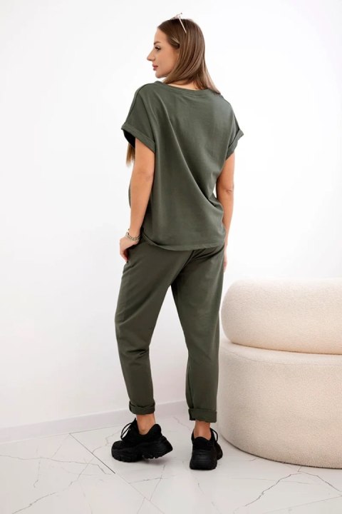 Komplet bawełniany bluzka + spodnie khaki Komplet bawełniany bluzka + spodnie khaki
