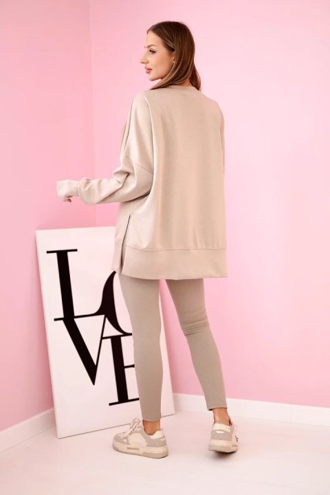 Komplet bluza masełko + spodnie prążkowane camelowy Komplet bluza masełko + spodnie prążkowane camelowy