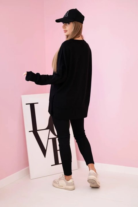 Komplet bluza masełko + spodnie prążkowane czarny Komplet bluza masełko + spodnie prążkowane czarny