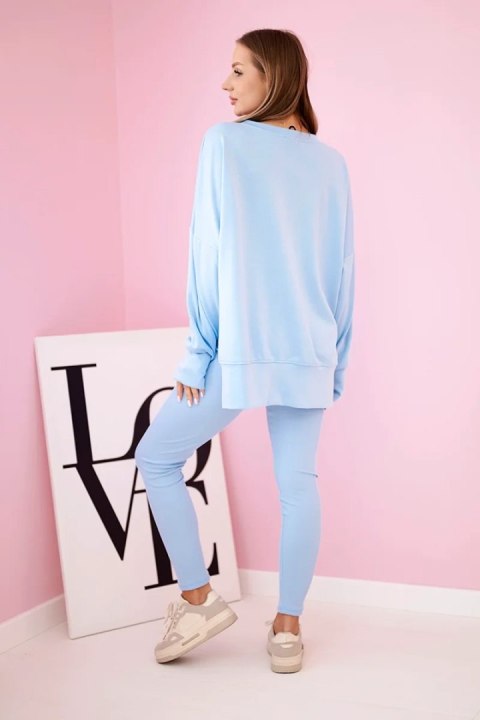 Komplet bluza masełko + spodnie prążkowane niebieski Komplet bluza masełko + spodnie prążkowane niebieski