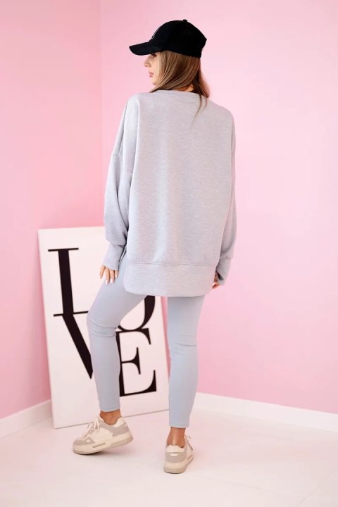 Komplet bluza masełko + spodnie prążkowane szary Komplet bluza masełko + spodnie prążkowane szary