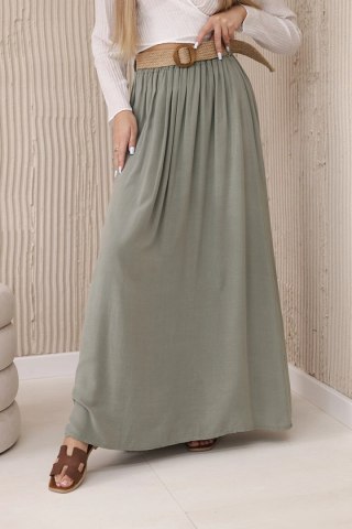 Spódnica maxi z ozdobnym paskiem w kolorze khaki, idealna na wiosnę i lato