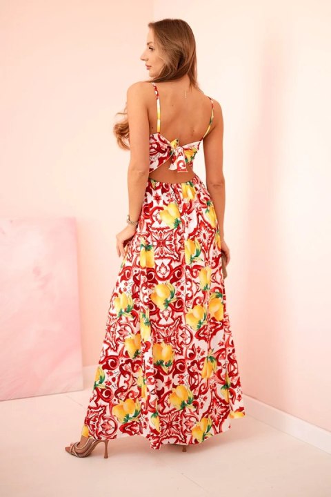 Sukienka letnia maxi na ramiączkach z nadrukiem czerwona - ITALY MODA Sukienka letnia maxi na ramiączkach z nadrukiem czerwona - ITALY MODA