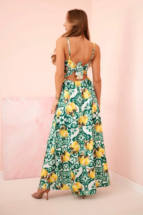 Sukienka letnia maxi na ramiączkach z nadrukiem zielona - ITALY MODA Sukienka letnia maxi na ramiączkach z nadrukiem zielona - ITALY MODA